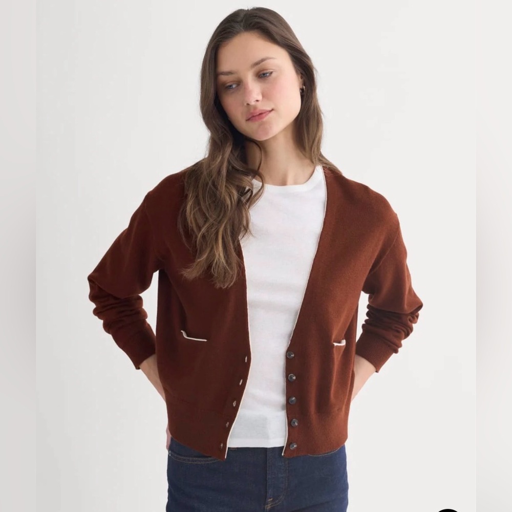 NWT Everlane Deep V-Neck Cardigan in Cotton Merino